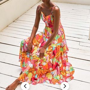 NWT! Farm Rio Fruit Salad Maxi Dress L